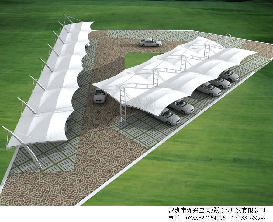 漂亮又不失實用的膜結(jié)構(gòu)車棚